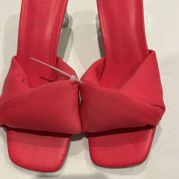 Open Edit NWOT Cleo Sandals in Pink Rouge with Clear Heel. - Picture 7 of 11